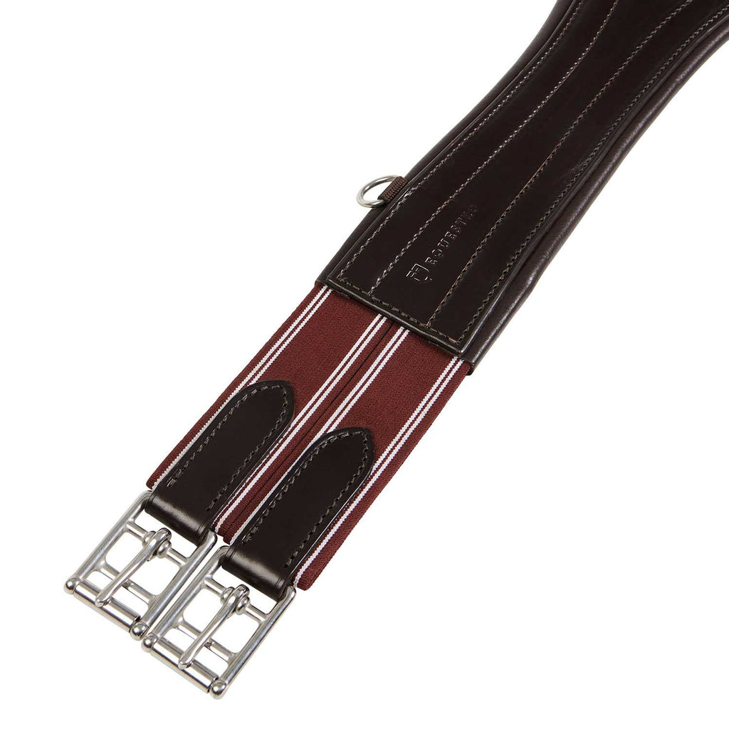 Leather jumping girth with elastic bands