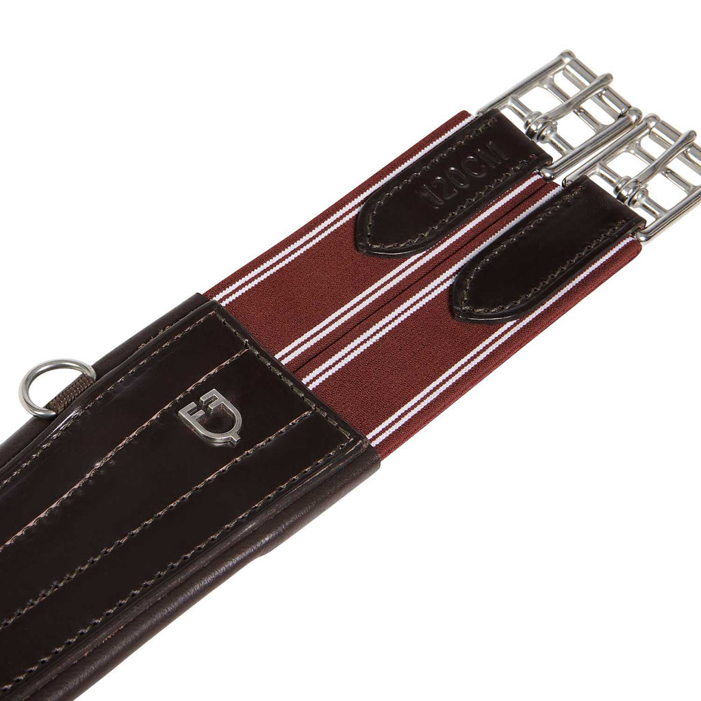 Leather jumping girth with elastic bands