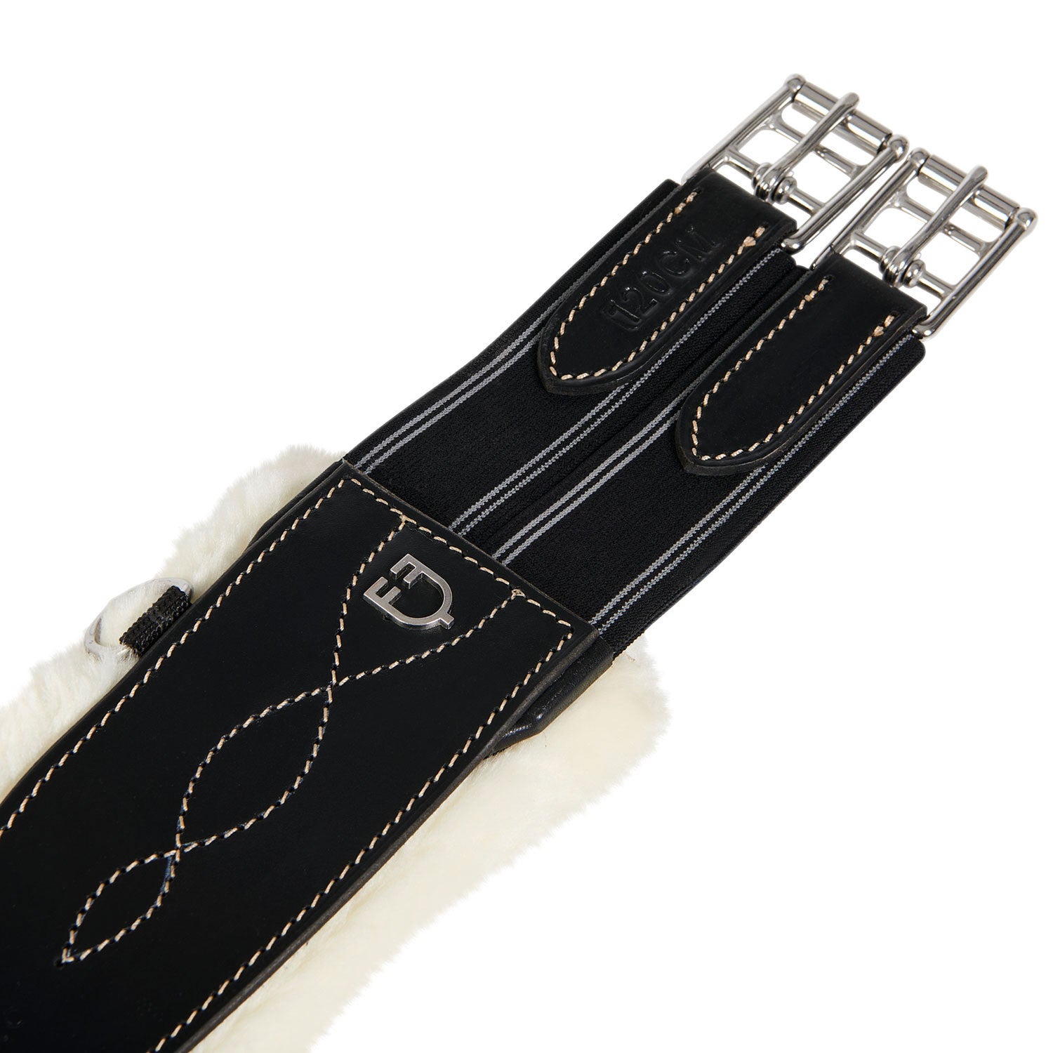 Jumping girth with synthetic lambskin