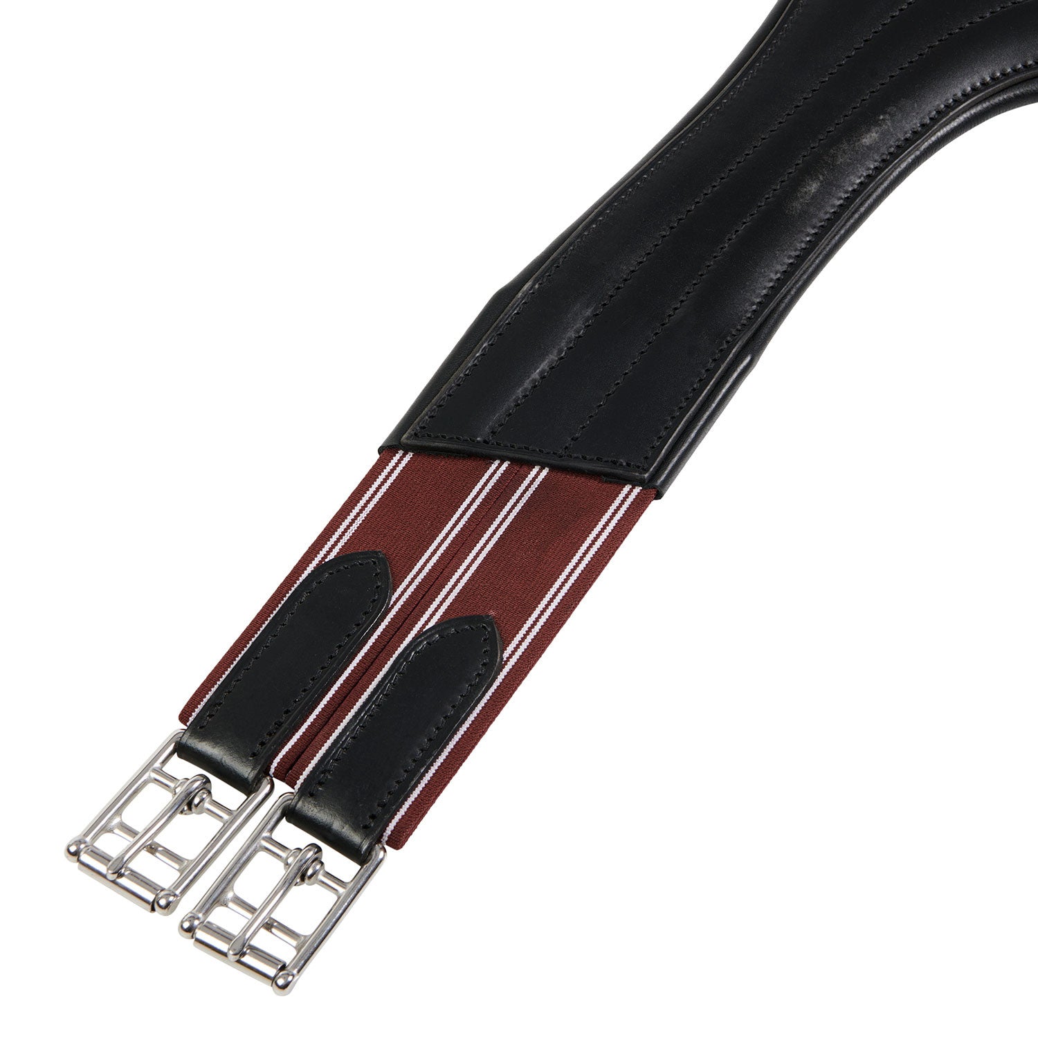 Jumping girth in leather with protectors