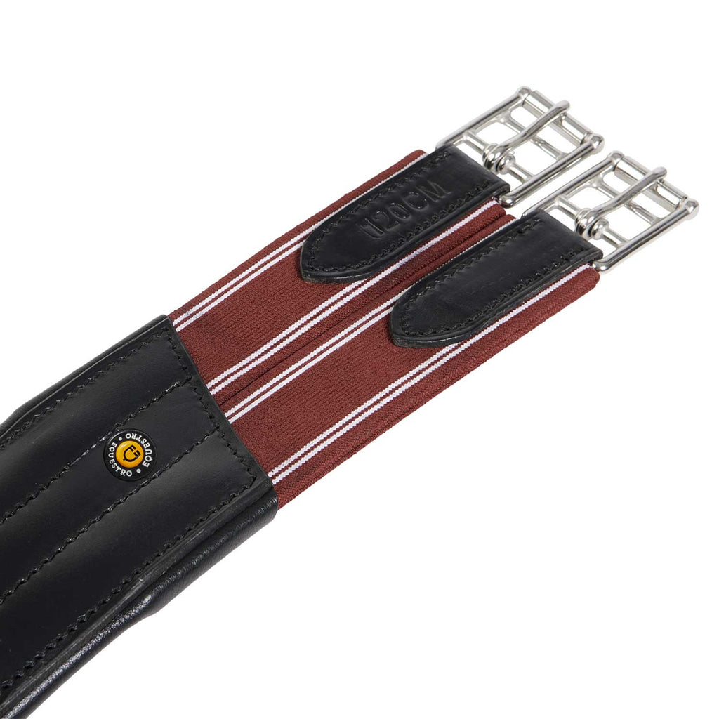 Jumping girth in leather with protectors