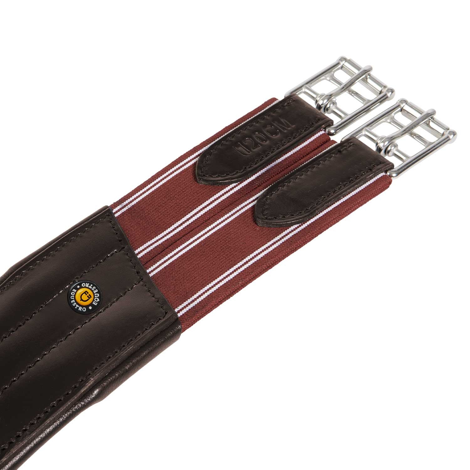 Jumping girth in leather with protectors