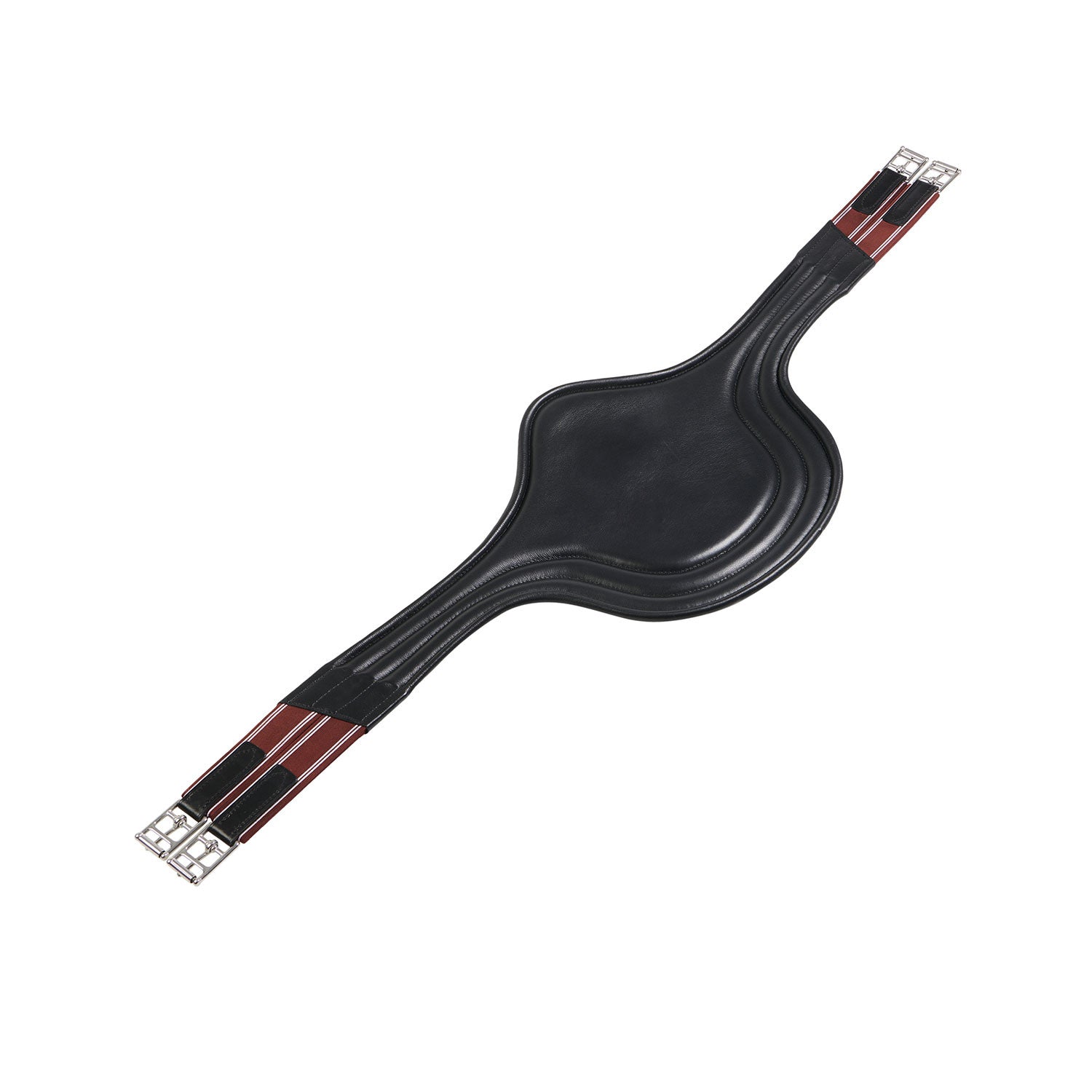Jumping girth in leather with protectors