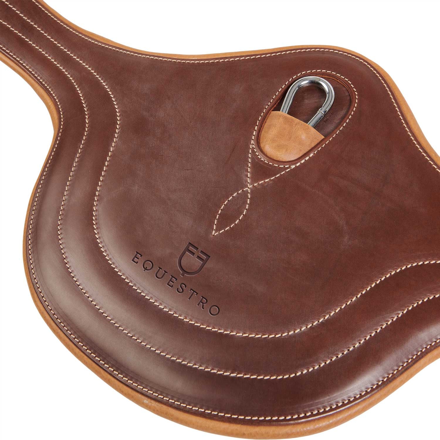Jumping girth in leather with protectors
