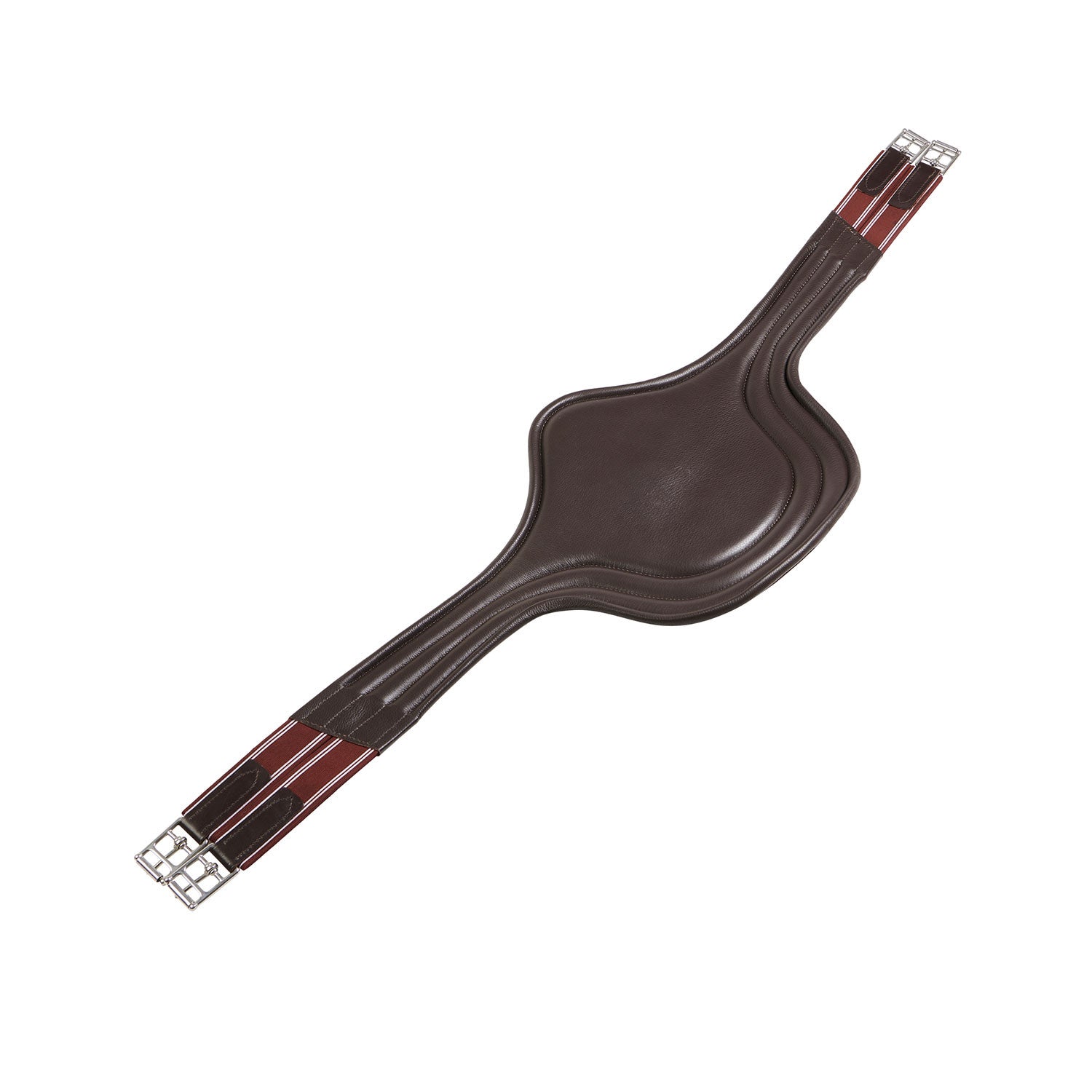 Jumping girth in leather with protectors