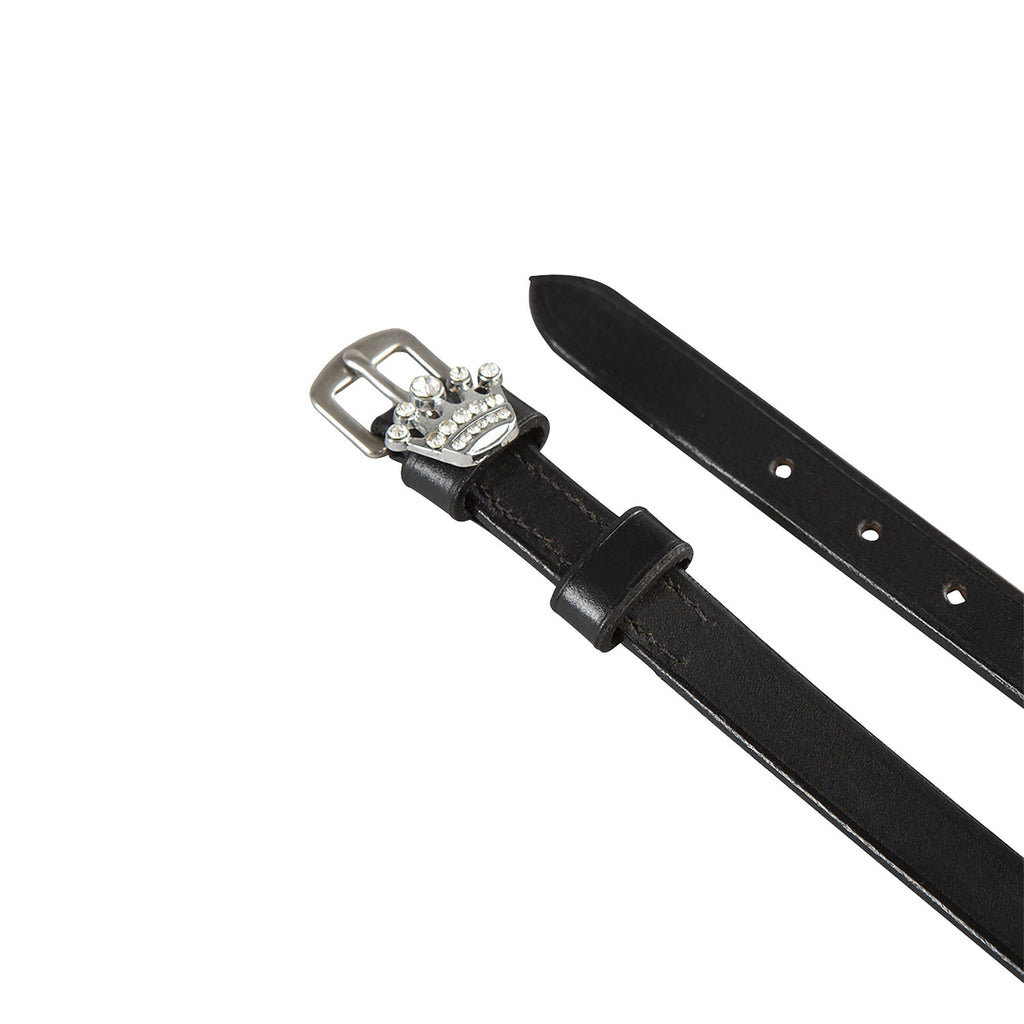 Laces for spurs in leather with rhinestone decorations