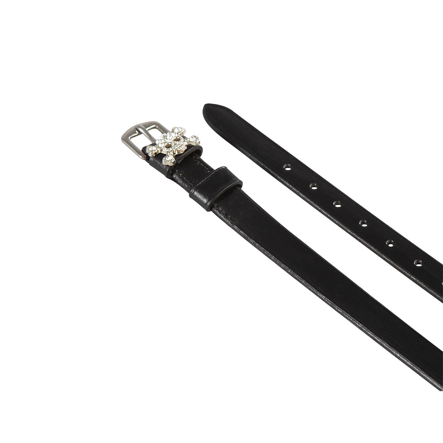 Equestro Laces for spurs in leather with rhinestone decorations