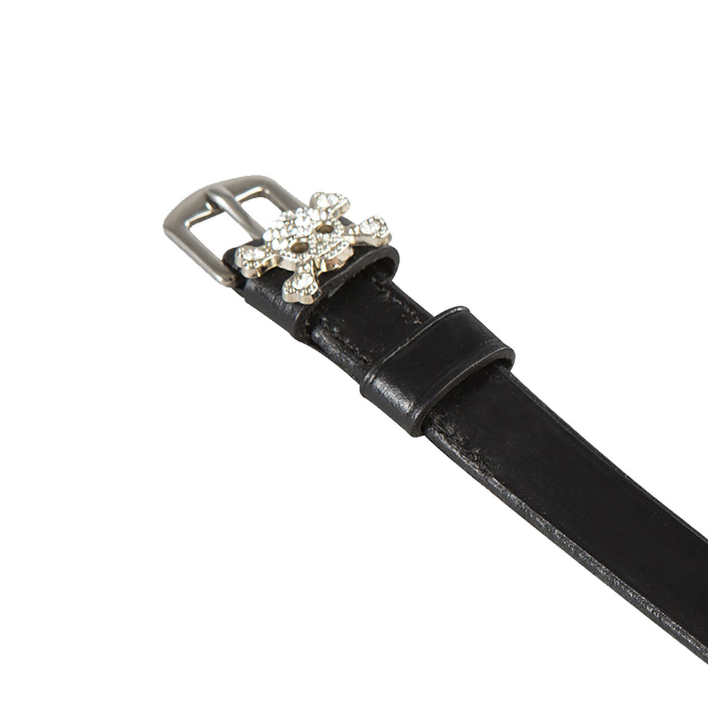 Laces for spurs in leather with rhinestone decorations