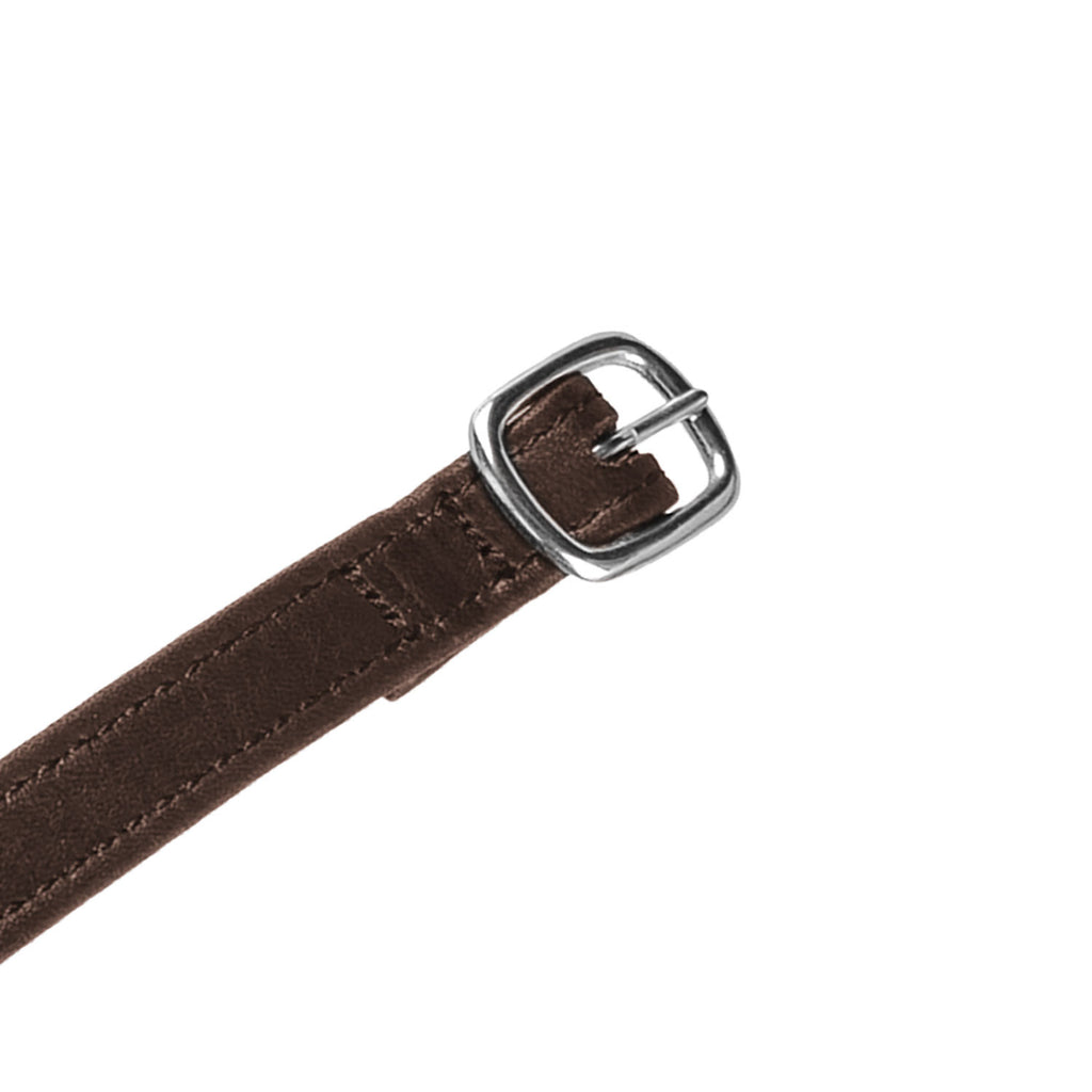 Spur straps in double leather and silver buckle