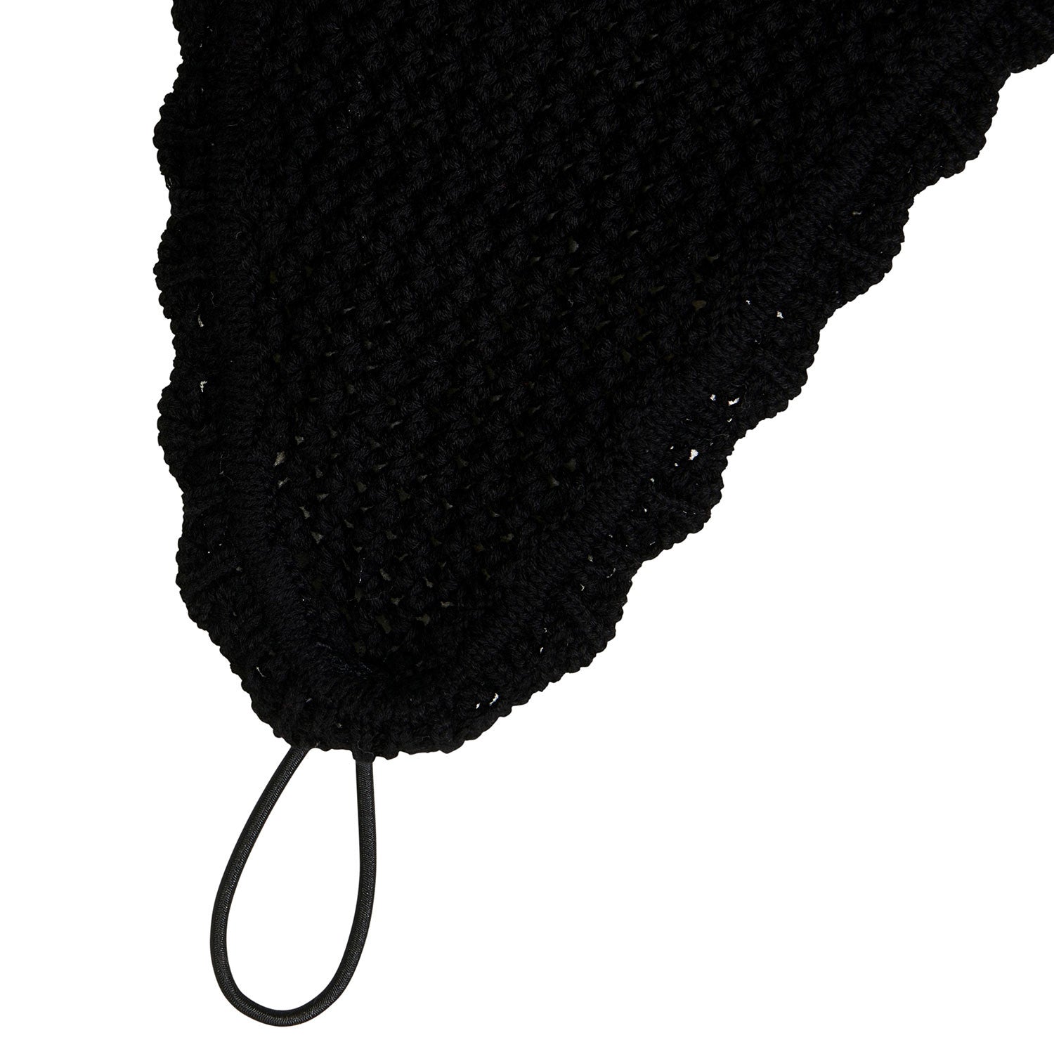 Knitted fly veil with elastic front strap