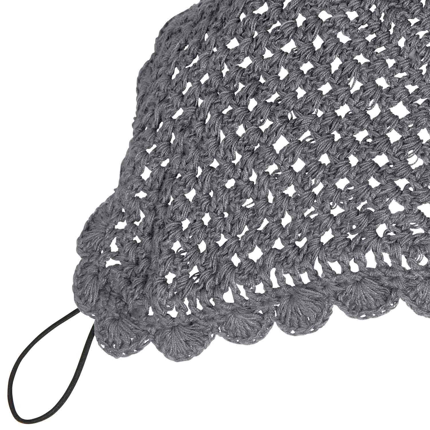 Knitted fly veil with elastic front strap