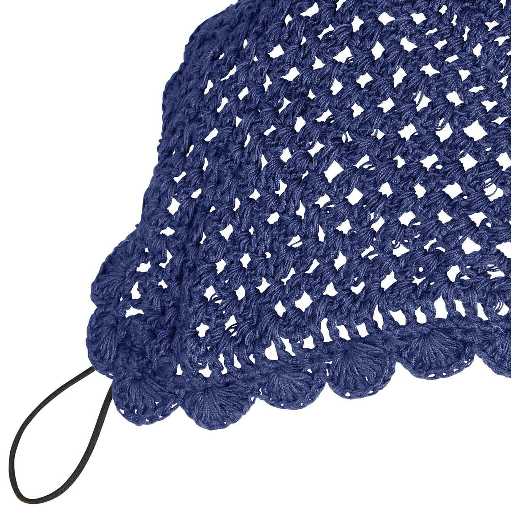 Knitted fly veil with elastic front strap