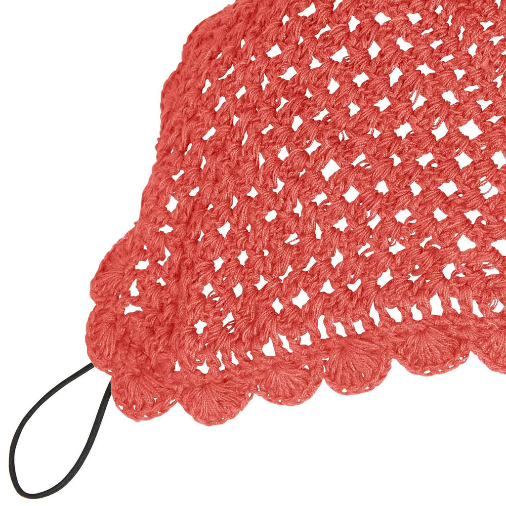 Knitted fly veil with elastic front strap