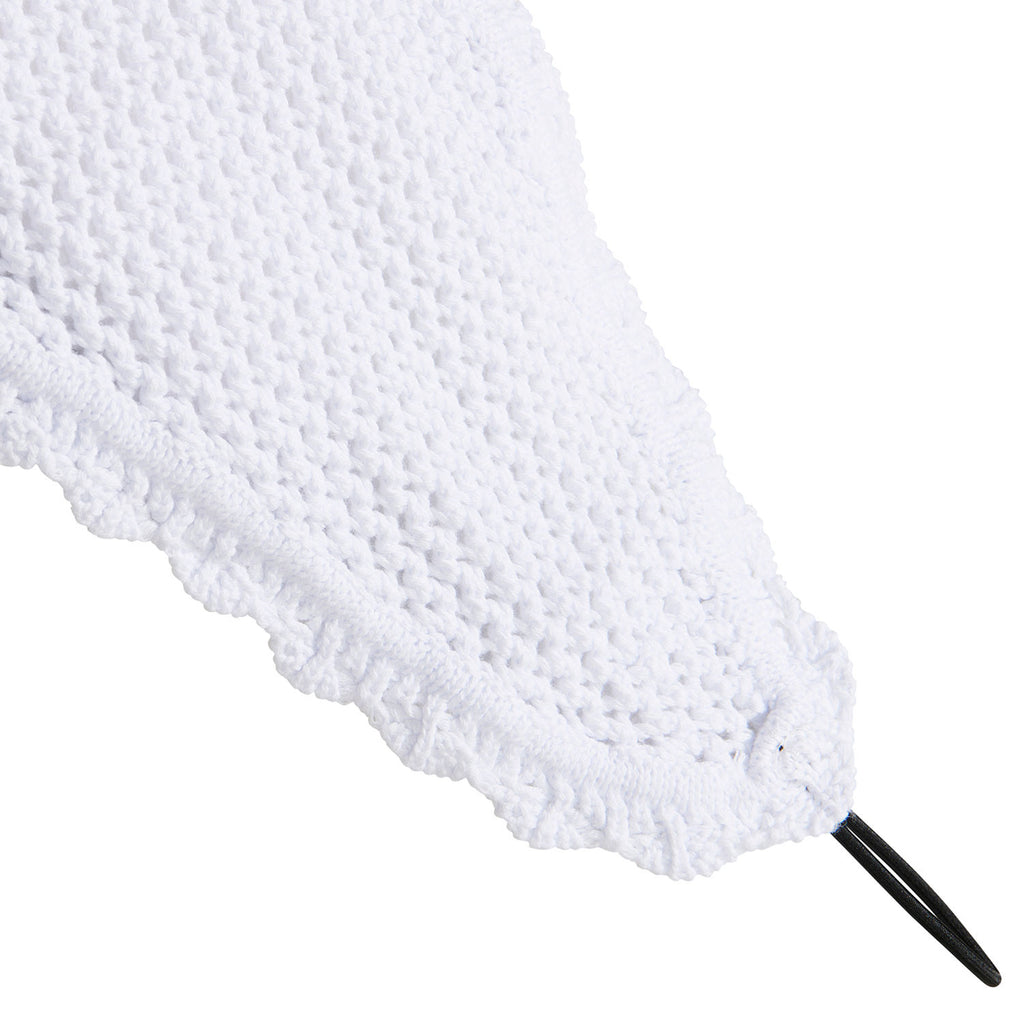Knitted fly veil with elastic front strap