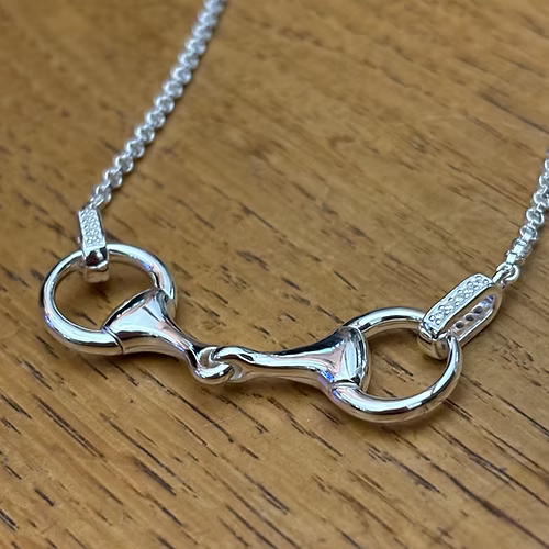 Stirrup & Lead - Sterling Silver CZ Snaffle Necklace