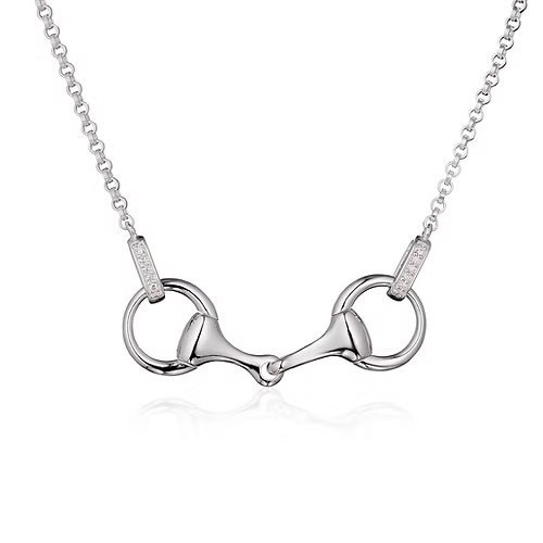 Stirrup & Lead - Sterling Silver CZ Snaffle Necklace