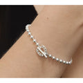 Stirrup & Lead - Sterling Silver CZ T Bar Horseshoe Beaded Bracelet
