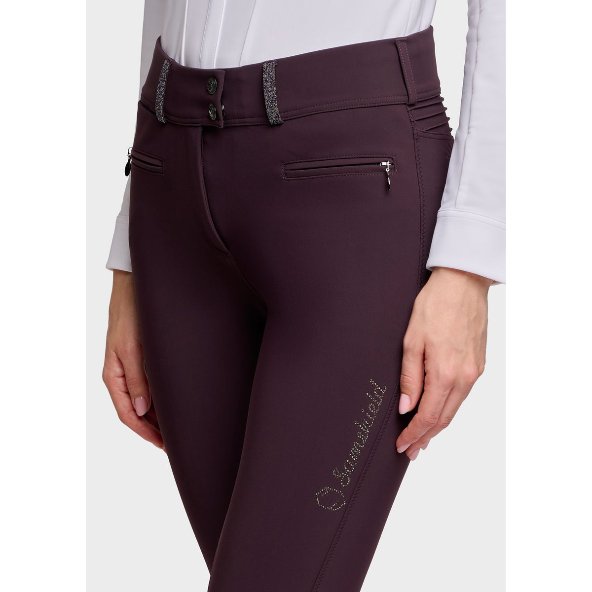 Samshield AW26 Clara Crystal Fabric Full Grip Breeches - Black Cherry