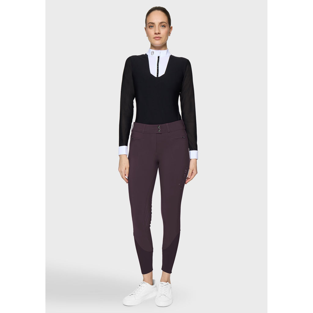 Samshield AW26 Clara Floral Full Grip Breeches - Black Cherry