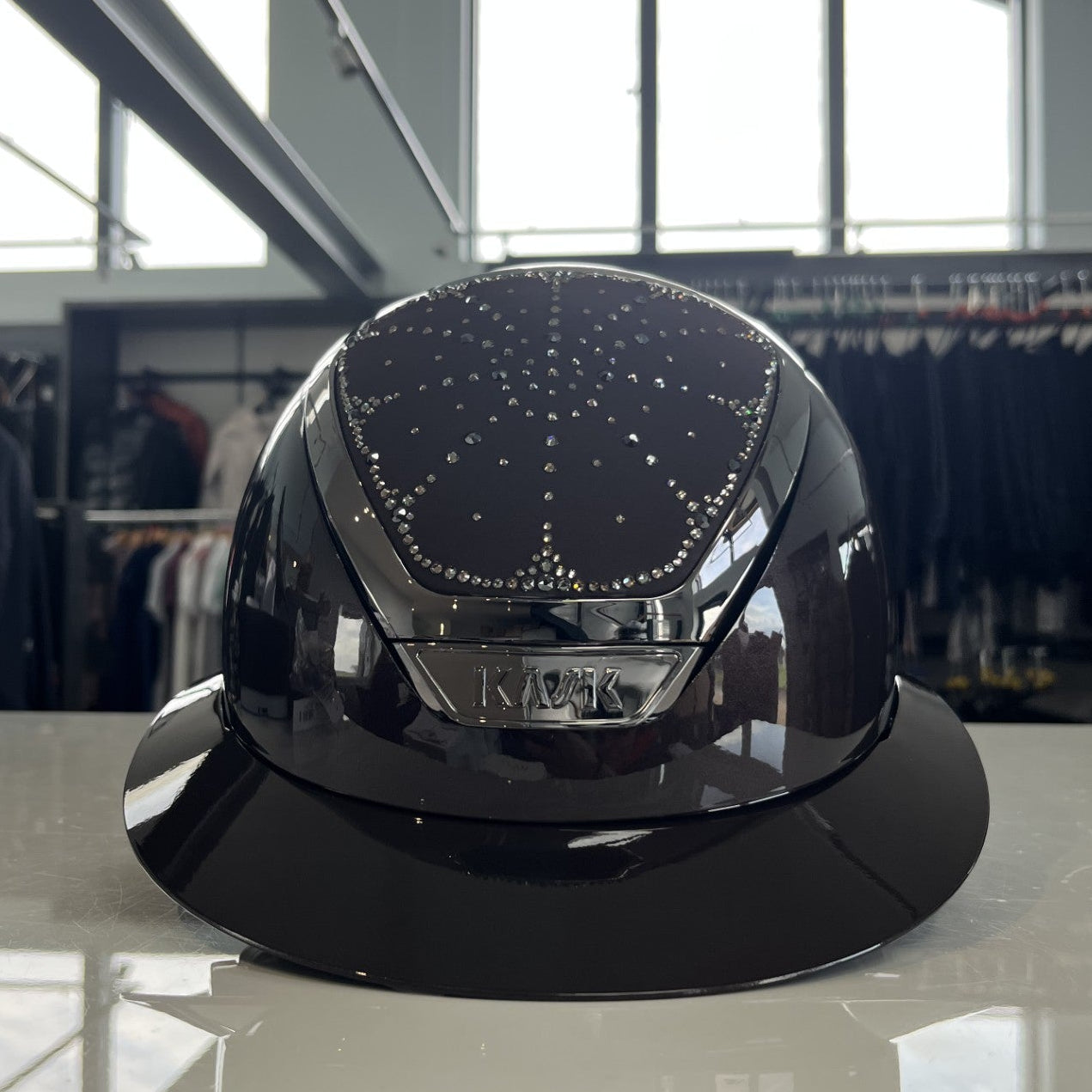 Kask Star Lady Pure Shine Espresso Brown/Greige Swarovski Riviera M - in stock and ready to ship! KA15