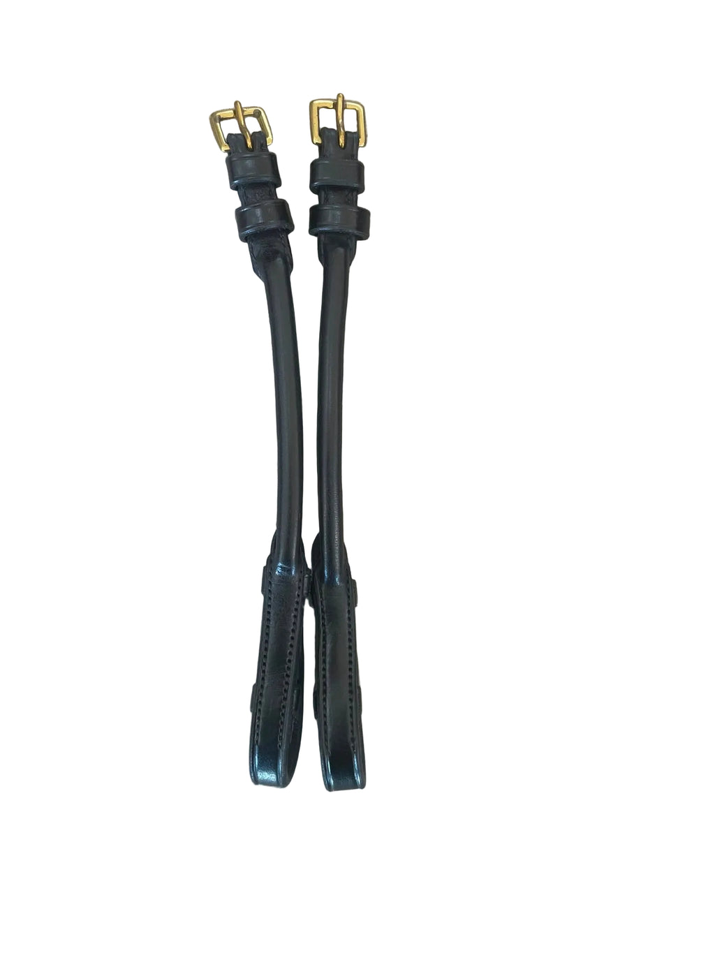 9" Cheek Pieces - Black/Rolled Leather Gold Buckles
