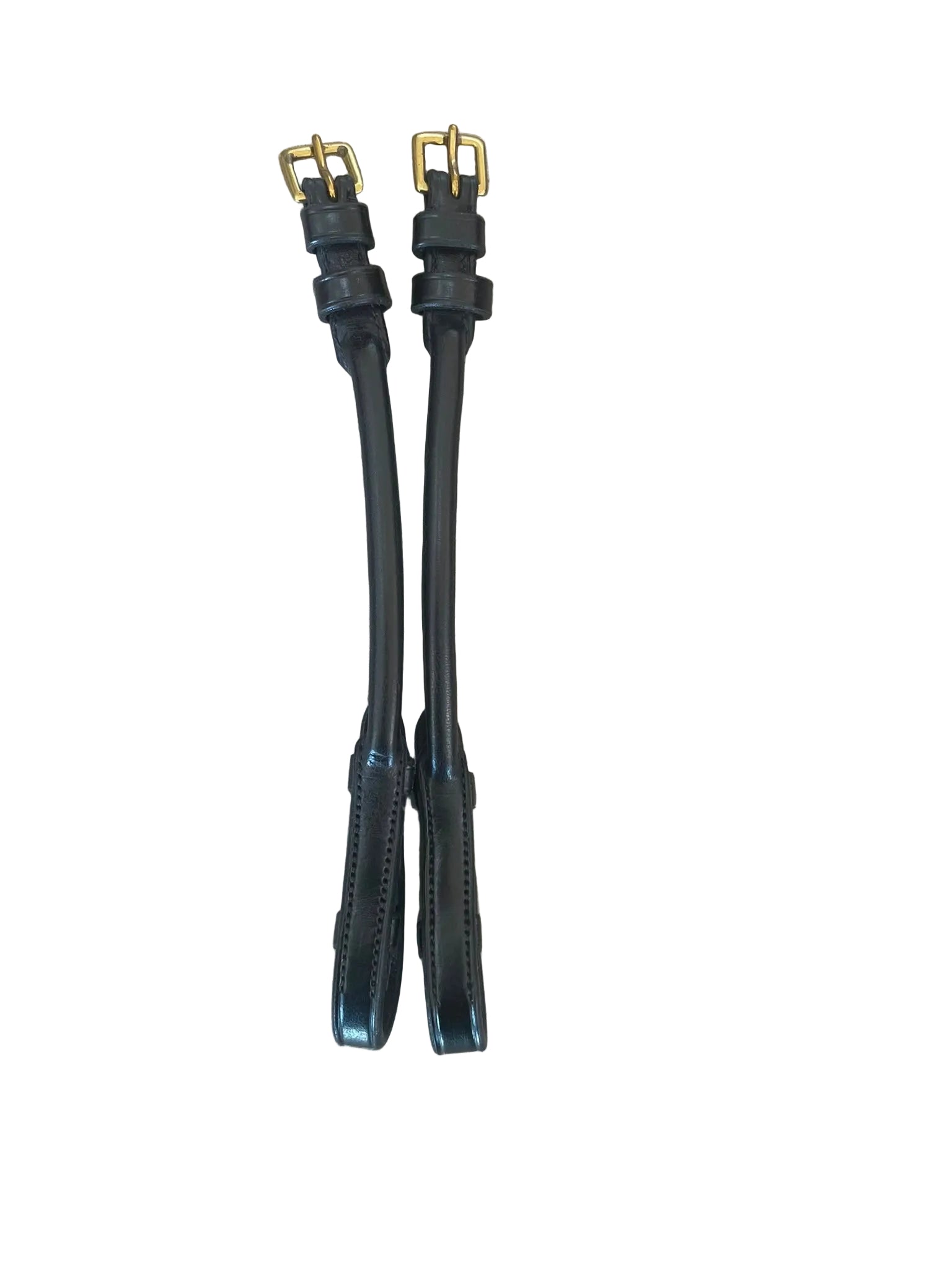 9" Cheek Pieces - Black/Rolled Leather Gold Buckles