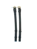 11" Cheek Pieces - Black/Flat Leather Gold Buckles