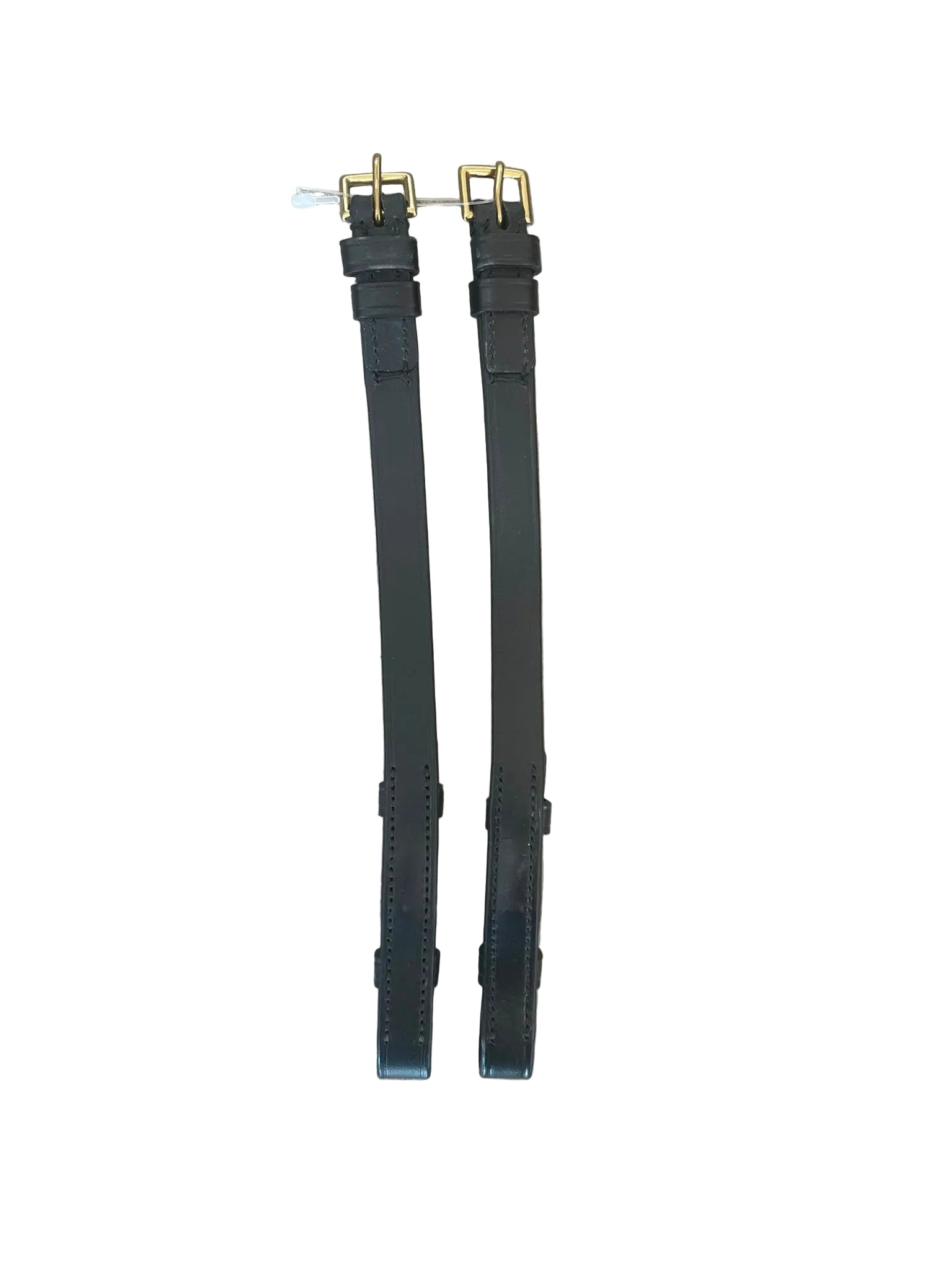 11" Cheek Pieces - Black/Flat Leather Gold Buckles