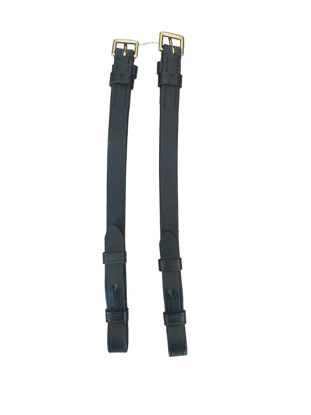 11" Cheek Pieces - Black/Flat Leather Gold Buckles