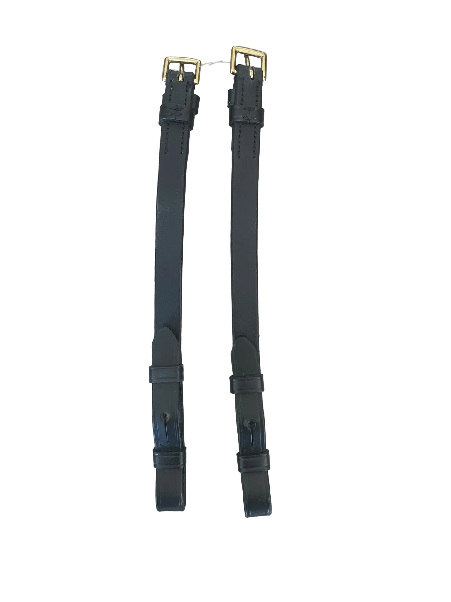 11" Cheek Pieces - Black/Flat Leather Gold Buckles