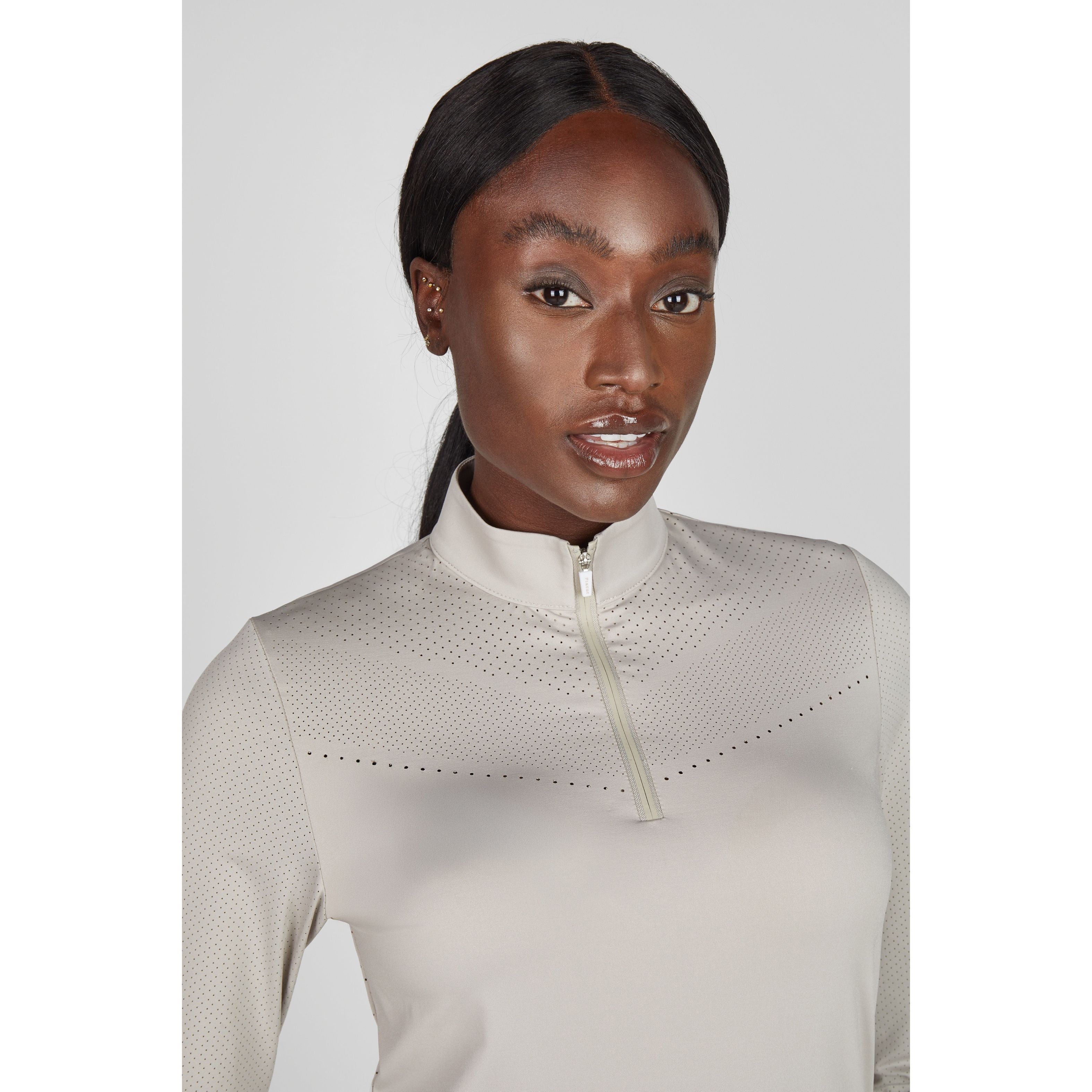 Pikeur SS26 Lasercut Shirt - Sports- 1232 - Pearl Grey 220
