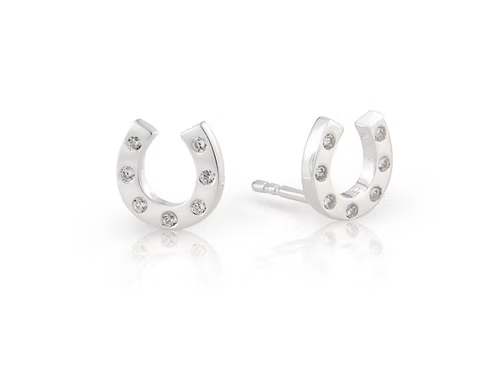 Stirrup & Lead - Sterling Silver CZ horseshoe Studs