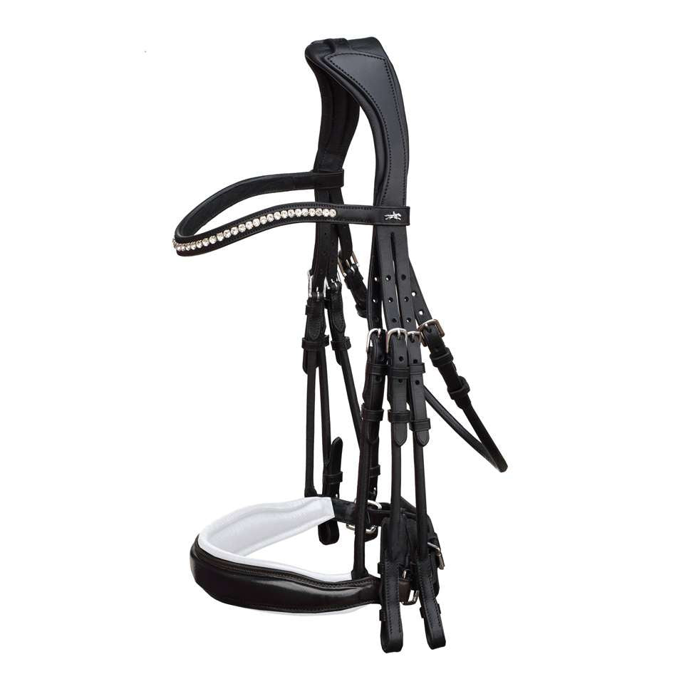 Schockemohle Venice Double Bridle - Black and White with Patent noseband