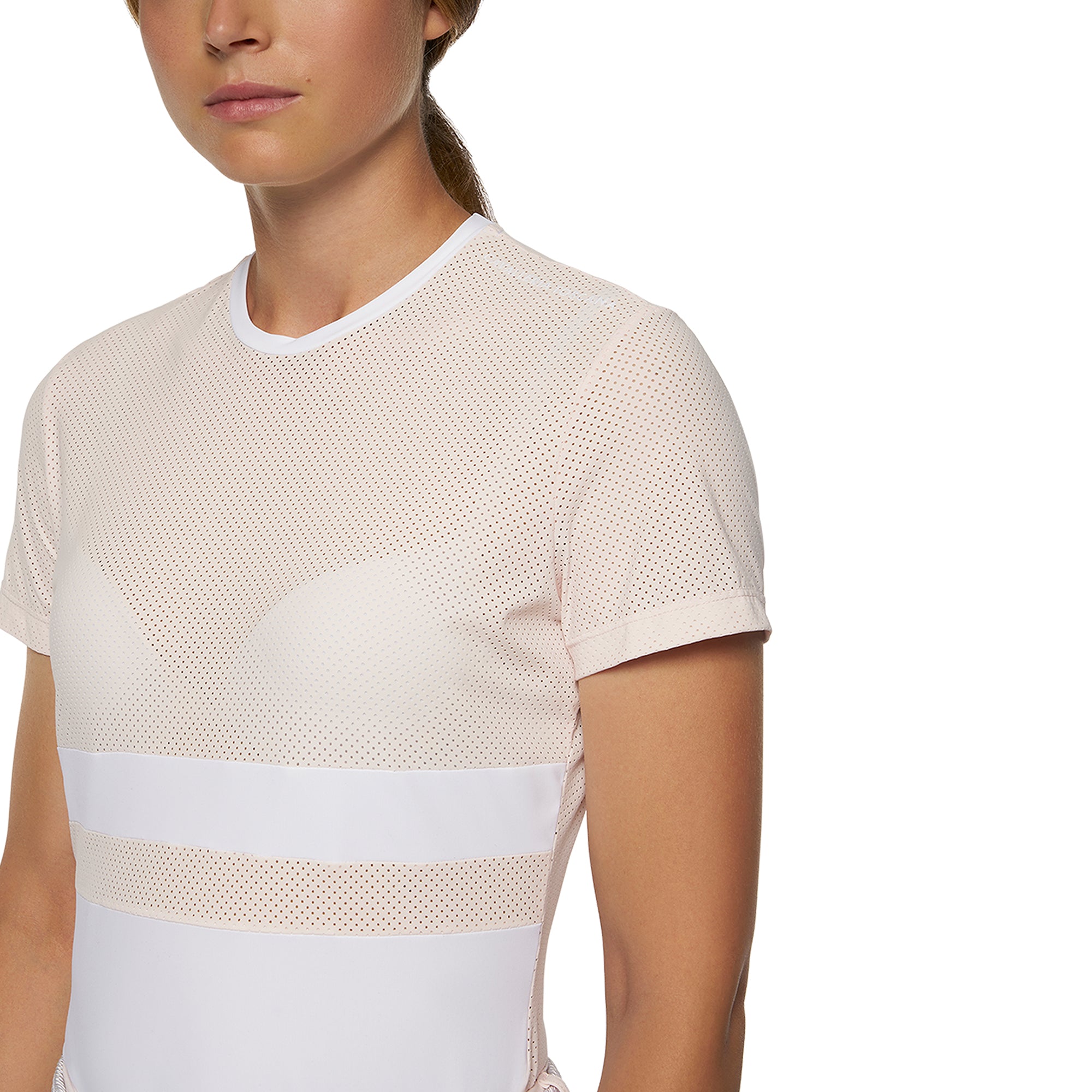 Cavalleria Toscana crew neck tshirt in perforated jersey - Pink