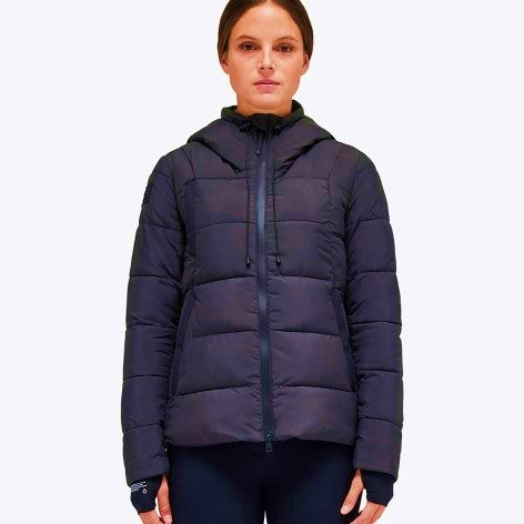 Cavalleria Toscana Matte Jersey Quilted Hooded Puffer - Blue Large