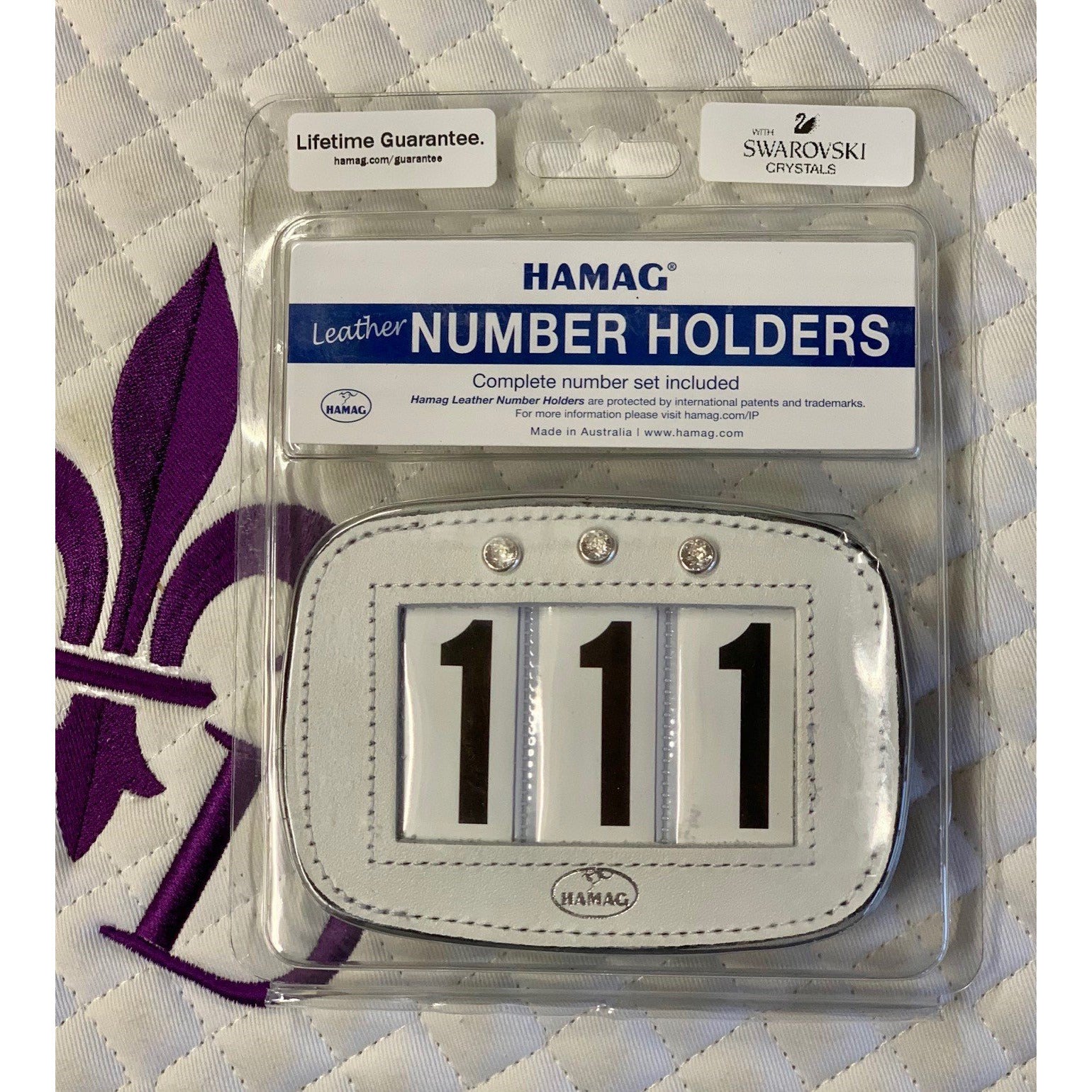 Hamag Saddle Pad Number Holder with Crystals - a pair