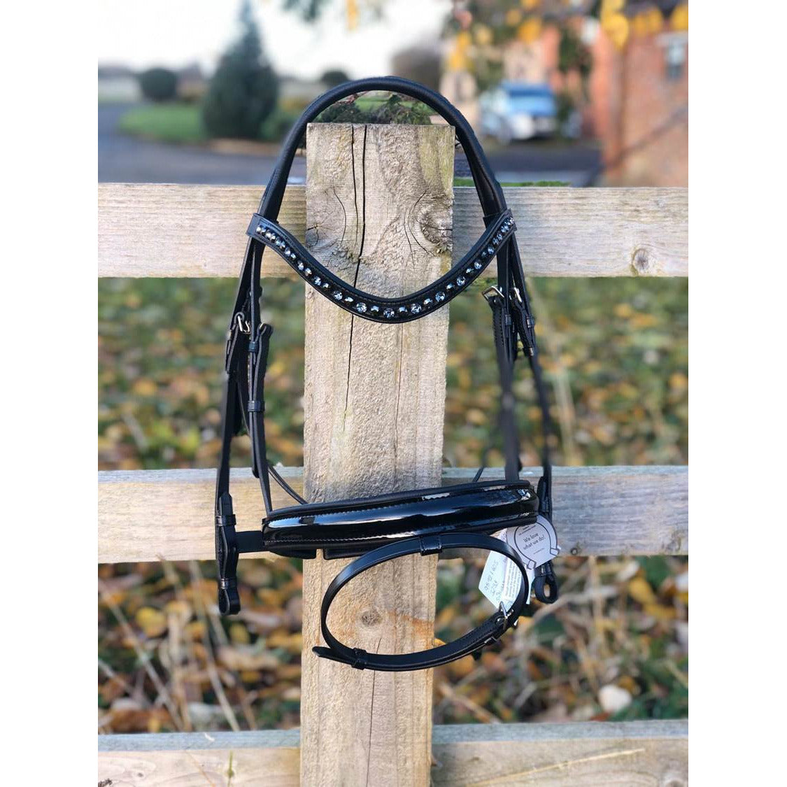 Otto Schumacher Black Line Snaffle - with CLEAR crystal browband